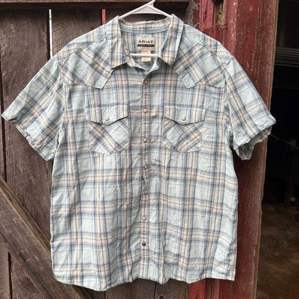 Ariat Hinkle Retro Fit Plaid Pearl Snap Button Down Shirt XXL - Picture 2 of 3